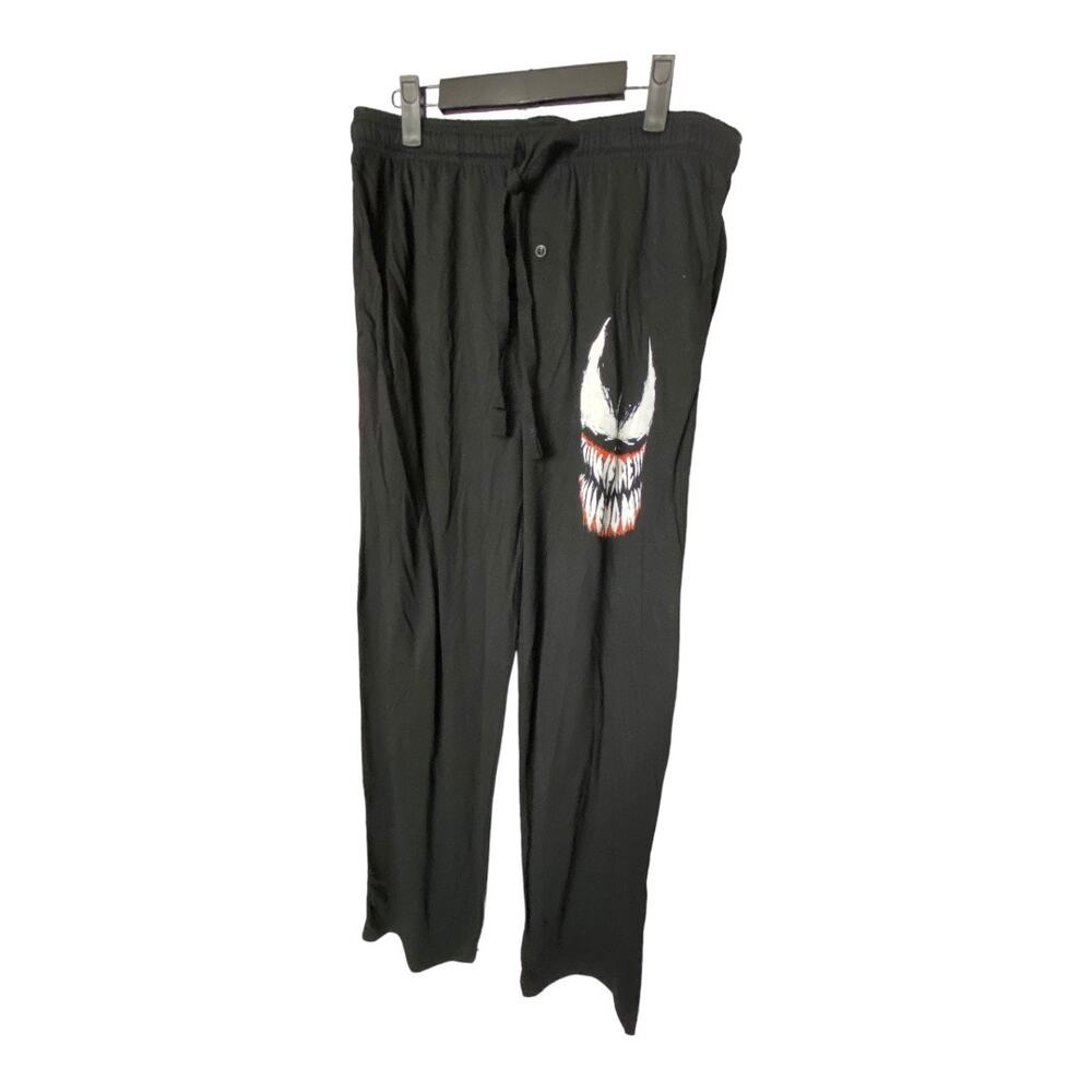 Marvel Men's Size Medium Venom Face Pajama Pants Black Drawstring Lounge NWOT